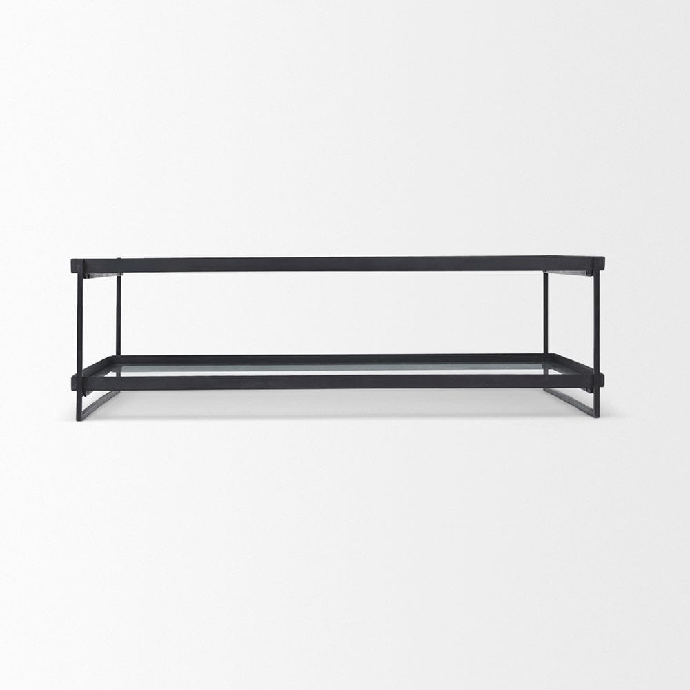 Mercana - Trey 56"L x 32"W x 17"H Black Metal W/Glass Coffee Table - 69786 view 4