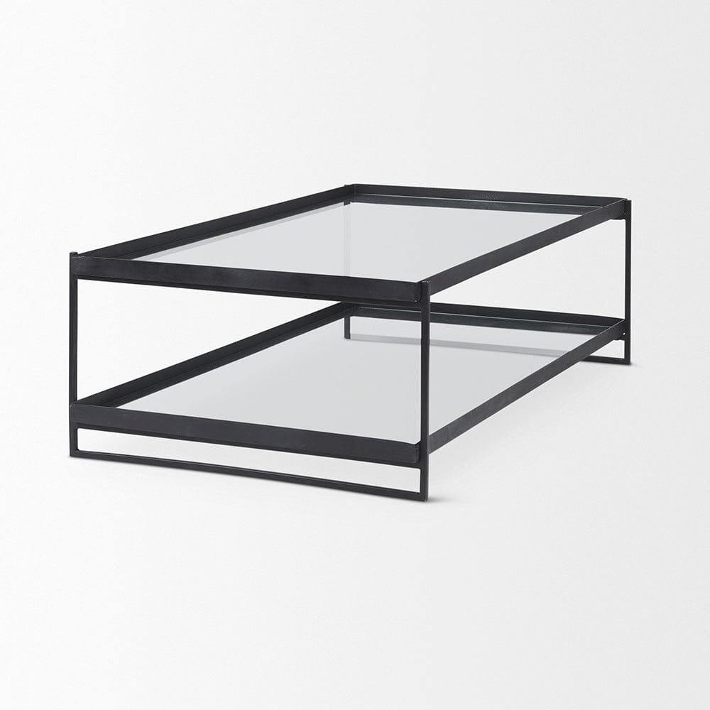 Mercana - Trey 56"L x 32"W x 17"H Black Metal W/Glass Coffee Table - 69786 view 5