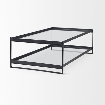 Mercana - Trey 56"L x 32"W x 17"H Black Metal W/Glass Coffee Table - 69786 view 5
