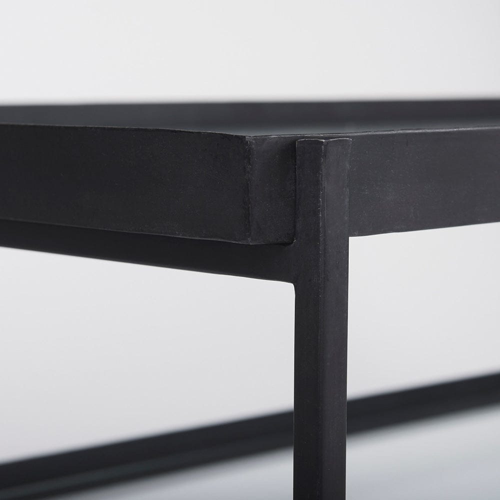 Mercana - Trey 56"L x 32"W x 17"H Black Metal W/Glass Coffee Table - 69786 view 7
