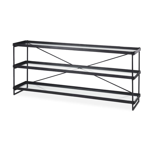 Mercana - Trey 72.0"L x 16.0"W x 30.0"H Black Metal W/Glass Console Table - 69785 view 1