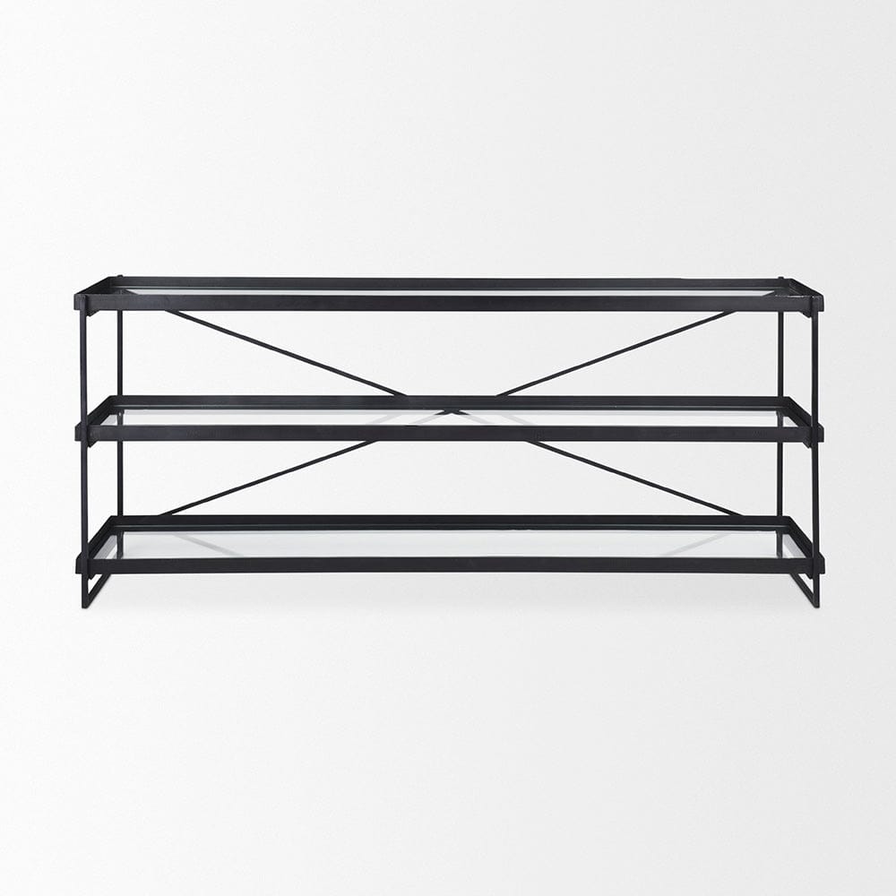 Mercana - Trey 72.0"L x 16.0"W x 30.0"H Black Metal W/Glass Console Table - 69785 view 2