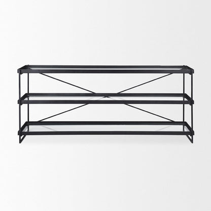 Mercana - Trey 72.0"L x 16.0"W x 30.0"H Black Metal W/Glass Console Table - 69785 view 2