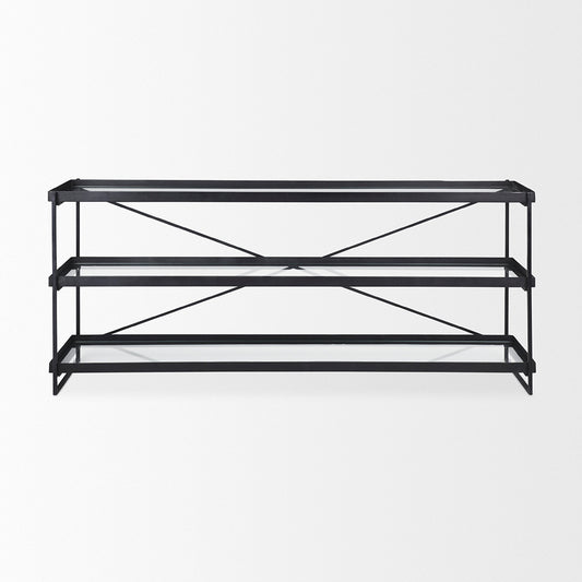 Mercana - Trey 72.0"L x 16.0"W x 30.0"H Black Metal W/Glass Console Table - 69785 view 2