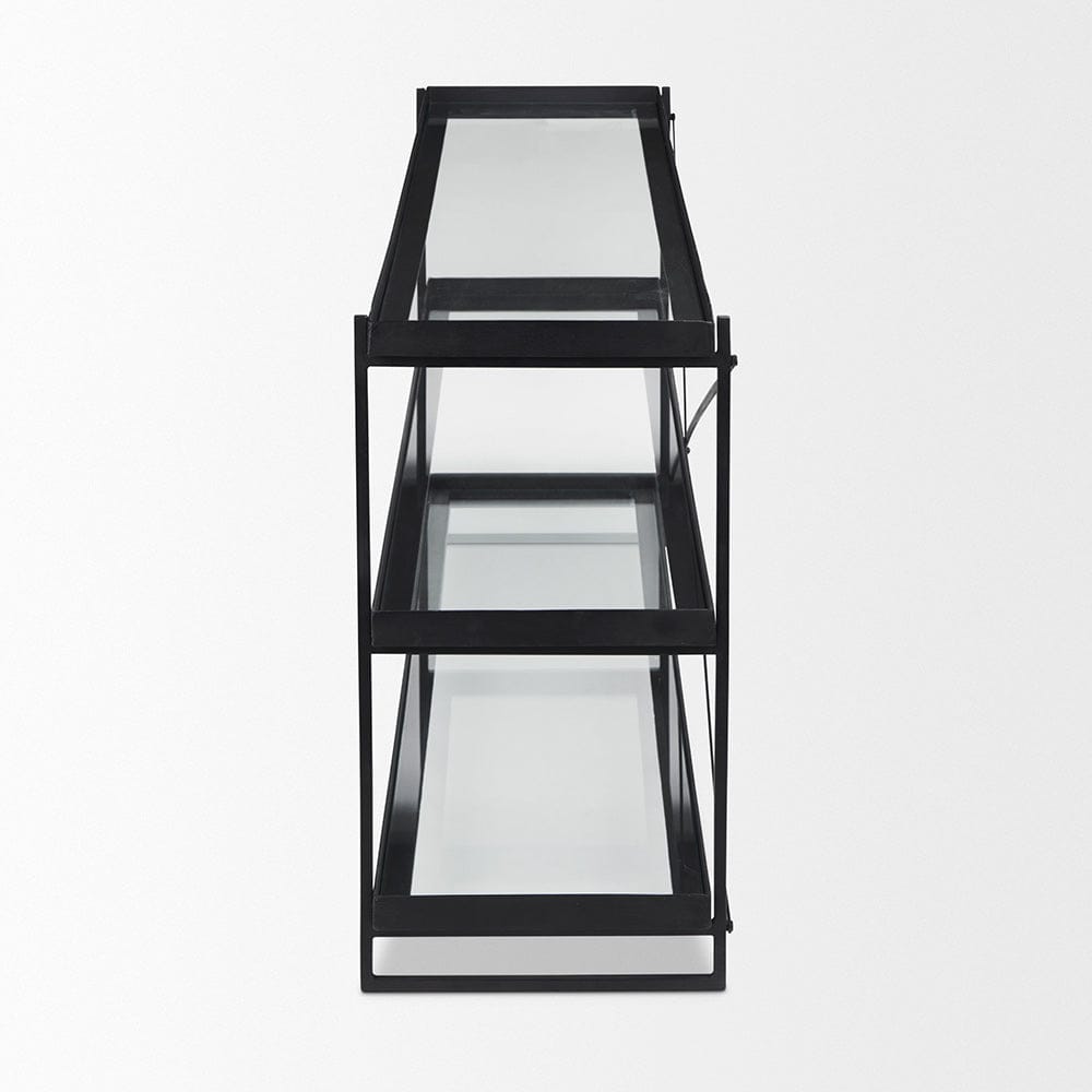 Mercana - Trey 72.0"L x 16.0"W x 30.0"H Black Metal W/Glass Console Table - 69785 view 3