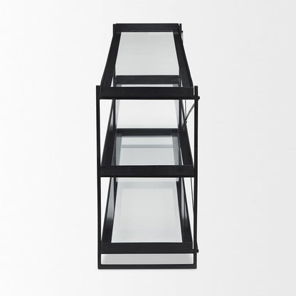 Mercana - Trey 72.0"L x 16.0"W x 30.0"H Black Metal W/Glass Console Table - 69785 view 3