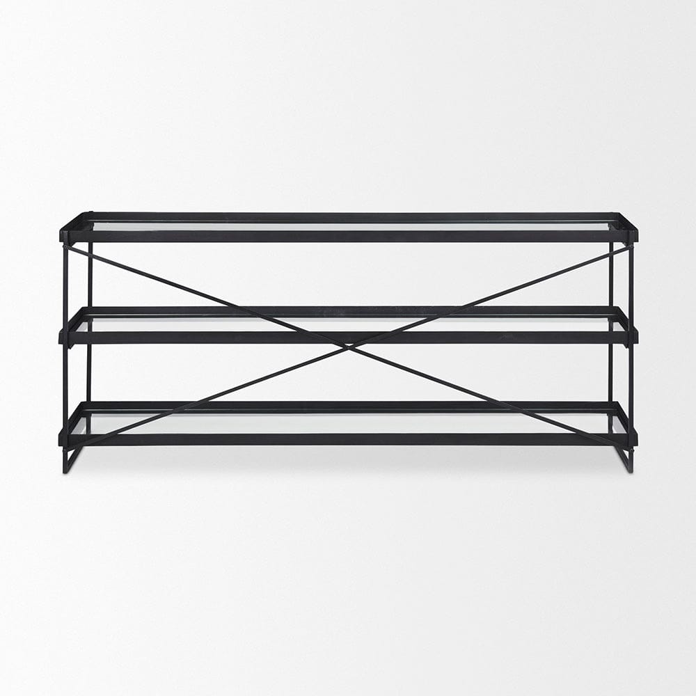 Mercana - Trey 72.0"L x 16.0"W x 30.0"H Black Metal W/Glass Console Table - 69785 view 4