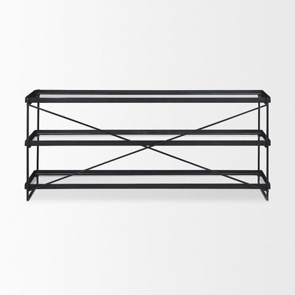 Mercana - Trey 72.0"L x 16.0"W x 30.0"H Black Metal W/Glass Console Table - 69785 view 4