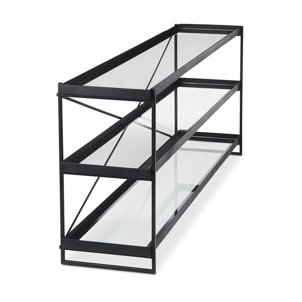 Mercana - Trey 72.0"L x 16.0"W x 30.0"H Black Metal W/Glass Console Table - 69785 view 5