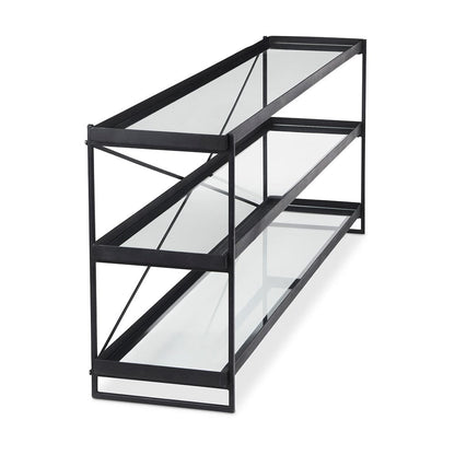 Mercana - Trey 72.0"L x 16.0"W x 30.0"H Black Metal W/Glass Console Table - 69785 view 5