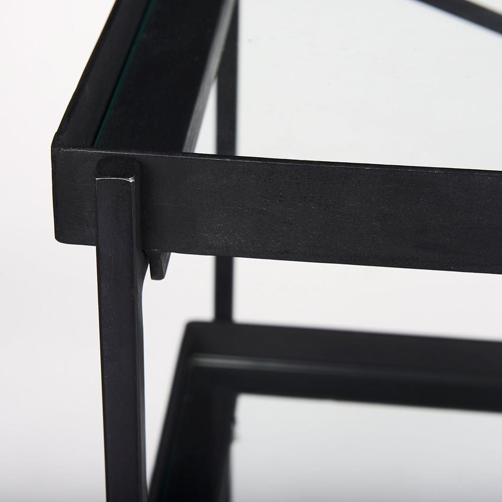 Mercana - Trey 72.0"L x 16.0"W x 30.0"H Black Metal W/Glass Console Table - 69785 view 6