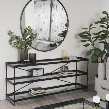 Mercana - Trey 72.0"L x 16.0"W x 30.0"H Black Metal W/Glass Console Table - 69785 view 12