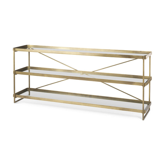 Mercana - Trey 72.0L x 16.0W x 30.0H Gold Metal W/Glass Console Table - 69782 view 1