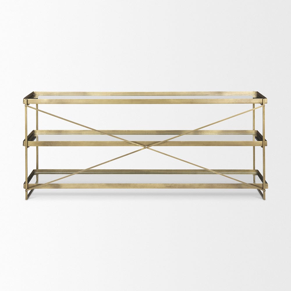 Mercana - Trey 72.0L x 16.0W x 30.0H Gold Metal W/Glass Console Table - 69782 view 3