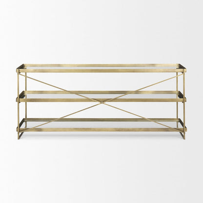 Mercana - Trey 72.0L x 16.0W x 30.0H Gold Metal W/Glass Console Table - 69782 view 3