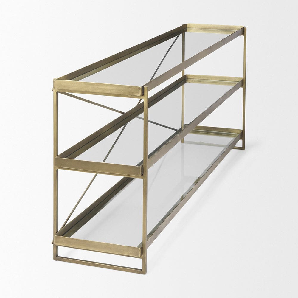 Mercana - Trey 72.0L x 16.0W x 30.0H Gold Metal W/Glass Console Table - 69782 view 4
