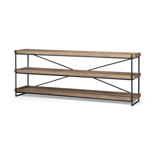 Mercana - Trey I 80L x 16W Brown Wood and Black Iron Console Table - 68217 view 1
