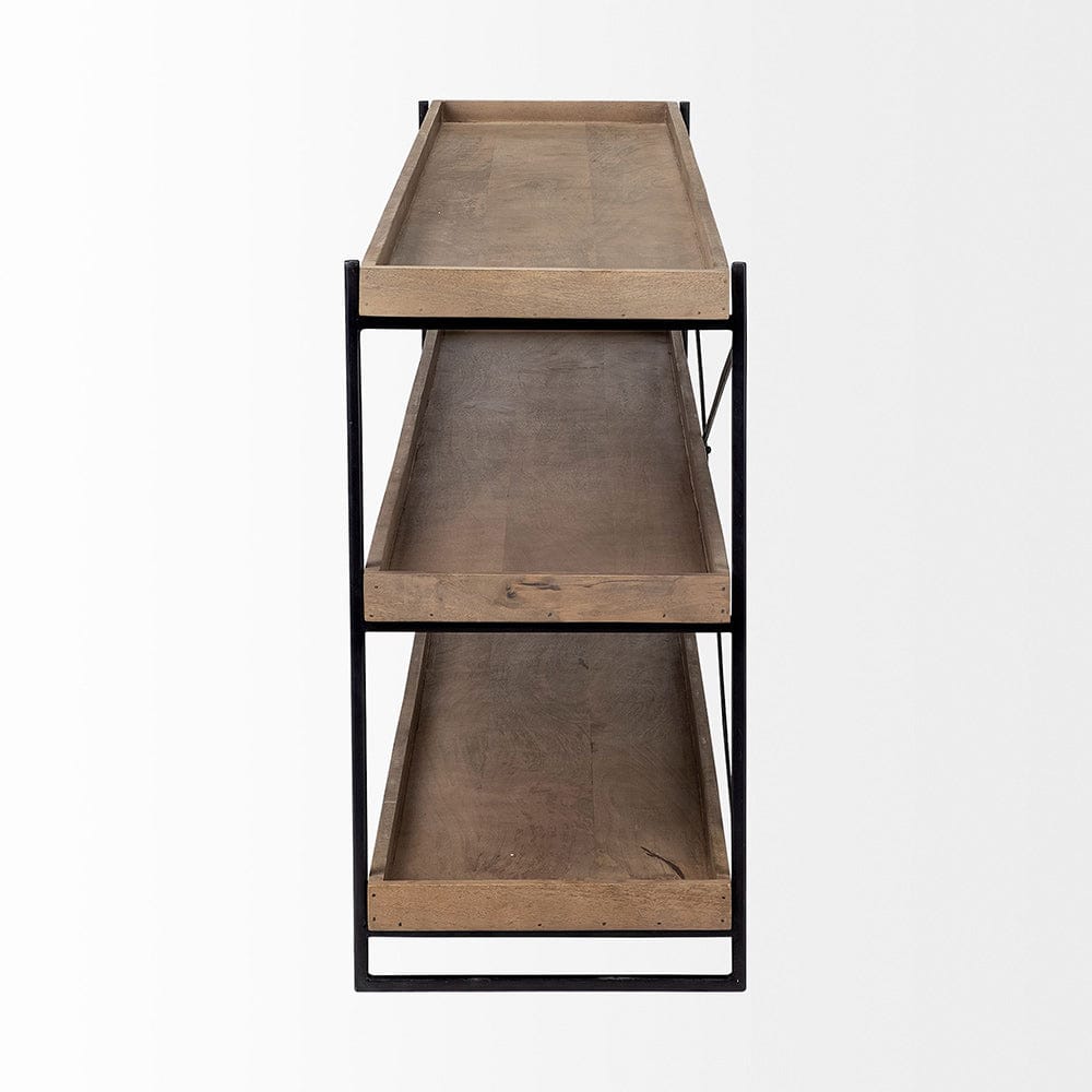 Mercana - Trey I 80L x 16W Brown Wood and Black Iron Console Table - 68217 view 2