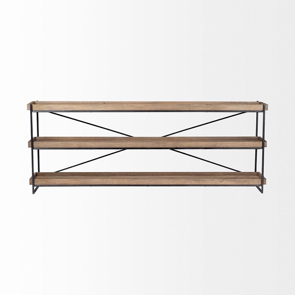Mercana - Trey I 80L x 16W Brown Wood and Black Iron Console Table - 68217 view 3
