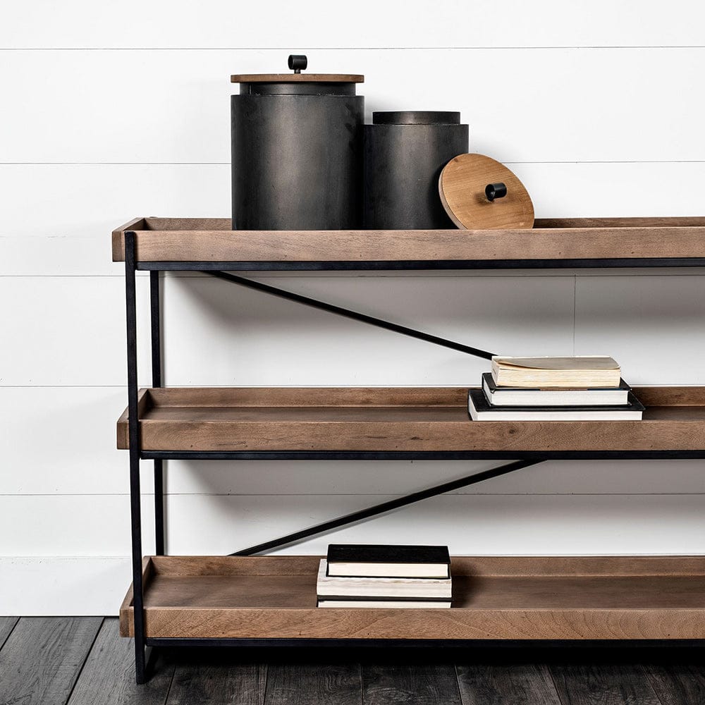 Mercana - Trey I 80L x 16W Brown Wood and Black Iron Console Table - 68217 view 8