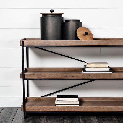 Mercana - Trey I 80L x 16W Brown Wood and Black Iron Console Table - 68217 view 8
