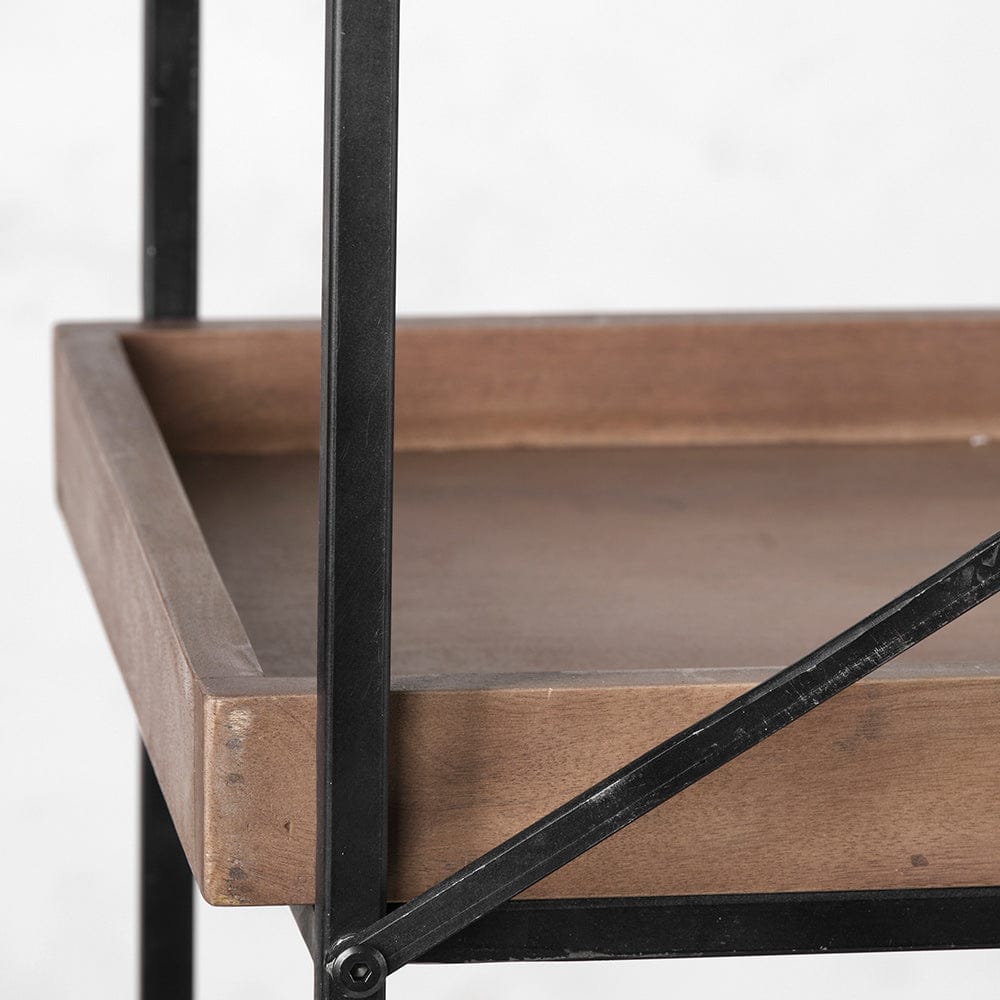 Mercana - Trey IV 80L x 16W x 87.5H Medium Brown Wood and Iron Five Tray Shelf Shelving Unit - 68485 view 5