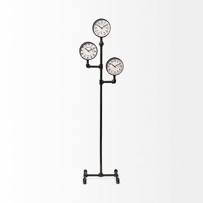 Mercana - Trifect Black Iron Pipe Three Face Floor Clock - 68030_CLOSEOUT view 3