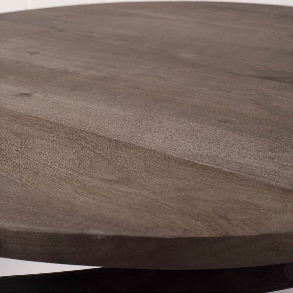 Mercana - Triumph 40" Round Brown Solid Wood Top Black Metal Base Coffee Table - 67108_CLOSEOUT view 3