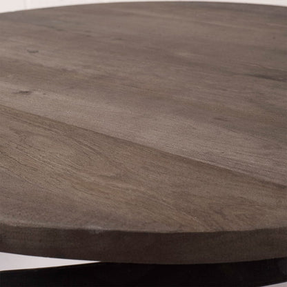 Mercana - Triumph 40" Round Brown Solid Wood Top Black Metal Base Coffee Table - 67108_CLOSEOUT view 3