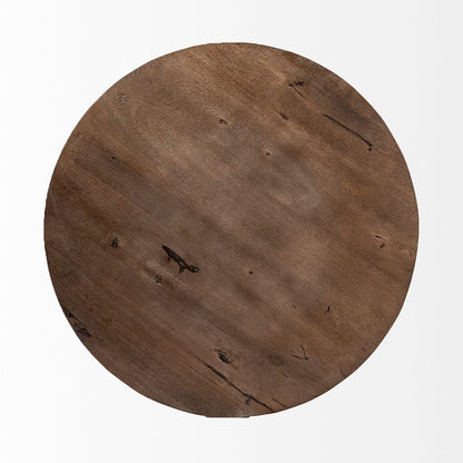 Mercana - Triumph 40" Round Brown Solid Wood Top Black Metal Base Coffee Table - 67108_CLOSEOUT view 4