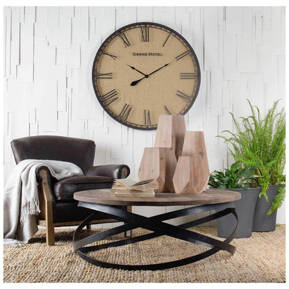 Mercana - Triumph 40" Round Brown Solid Wood Top Black Metal Base Coffee Table - 67108_CLOSEOUT view 7