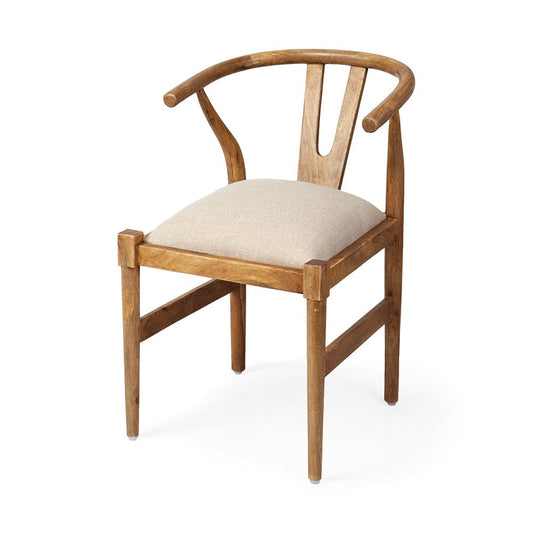 Mercana - Trixie Cream Fabric Seat Brown Wood Frame Dining Chair - 67829 view 1