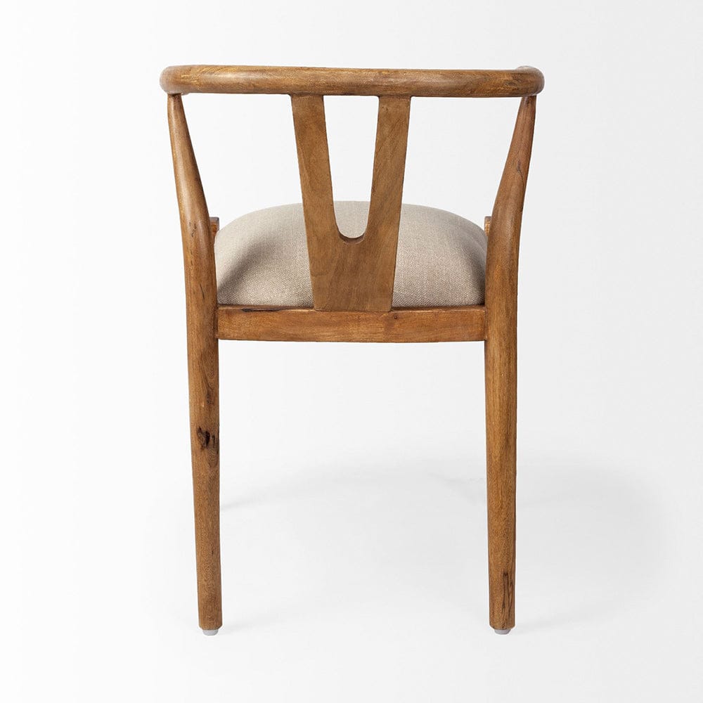 Mercana - Trixie Cream Fabric Seat Brown Wood Frame Dining Chair - 67829 view 4