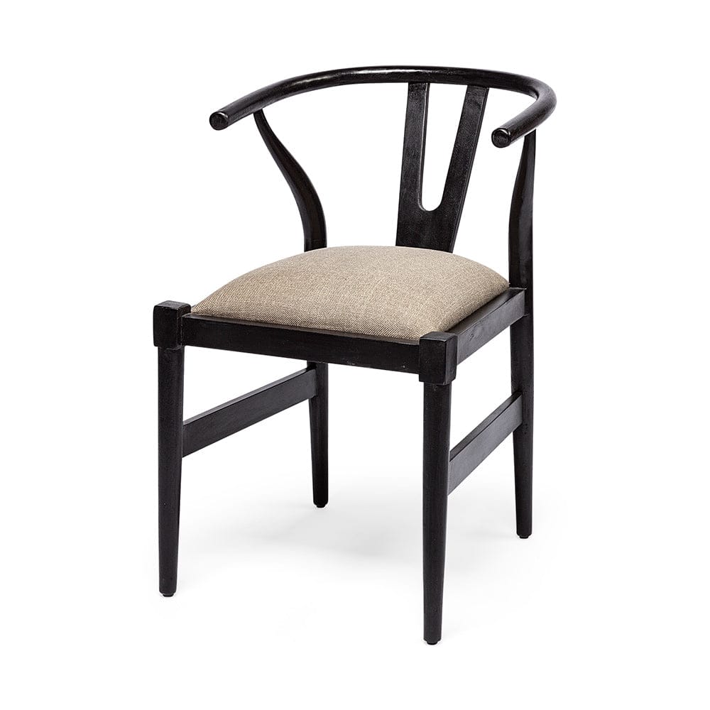 Mercana - Trixie I Black Wooden Base Linen Seat Dining Chair - 68865 view 1