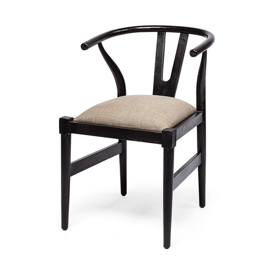 Mercana - Trixie I Black Wooden Base Linen Seat Dining Chair - 68865 view 1