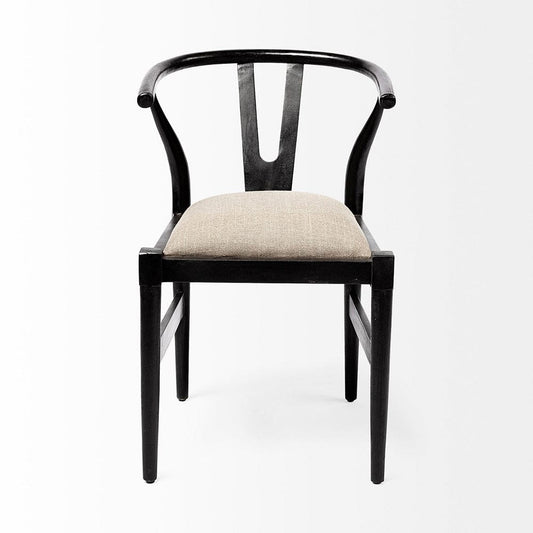 Mercana - Trixie I Black Wooden Base Linen Seat Dining Chair - 68865 view 2