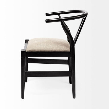 Mercana - Trixie I Black Wooden Base Linen Seat Dining Chair - 68865 view 3