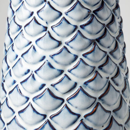 Mercana - Troi II Large Blue White Fishscale Pattern Ceramic Vase - 68628_CLOSEOUT view 4