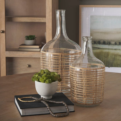 Mercana - Troian Medium Rattan Wrapped Glass Bottle - 70932 view 6