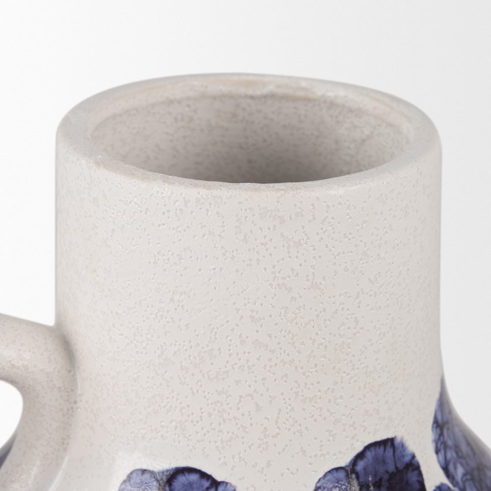 Mercana - Truett White w/ Blue Stripes Ceramic Jug Vase - 70976 view 5