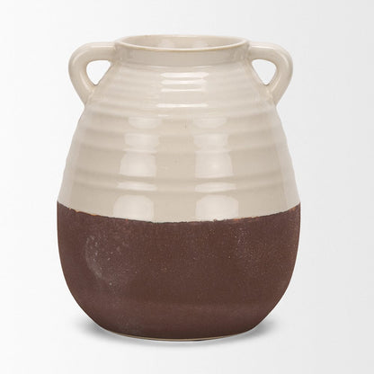 Mercana - Tryna Large Beige w/ Matte Brown Ceramic Vase - 70994 view 2
