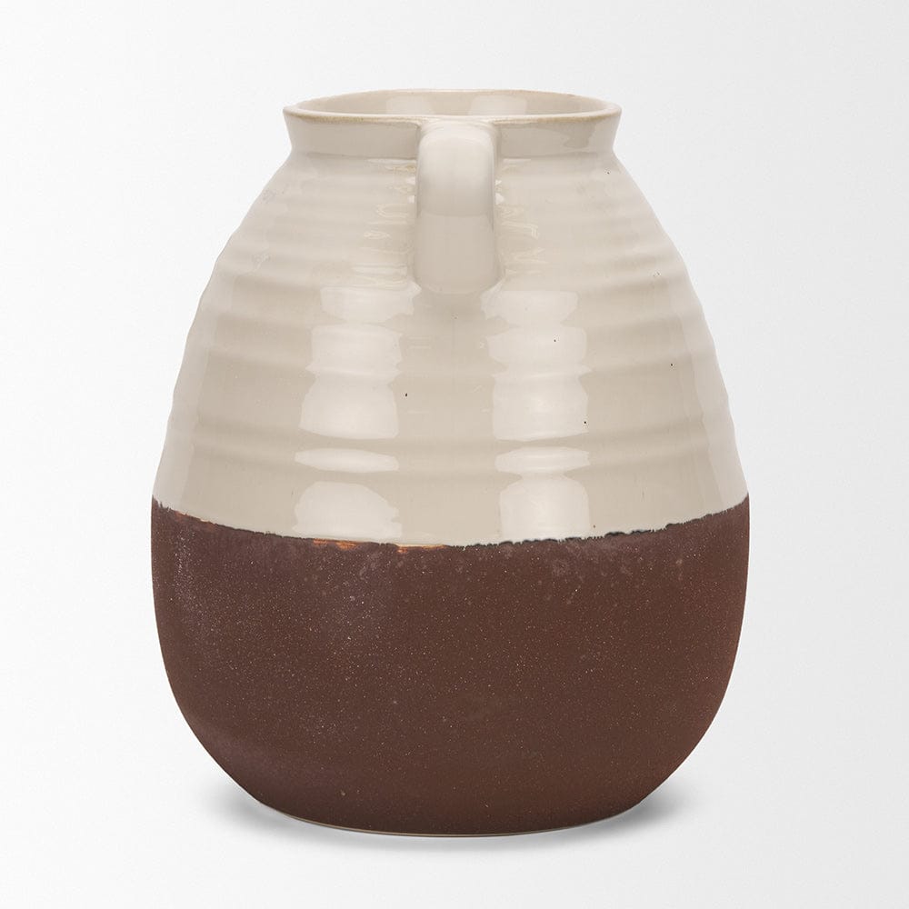Mercana - Tryna Large Beige w/ Matte Brown Ceramic Vase - 70994 view 3
