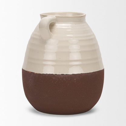 Mercana - Tryna Large Beige w/ Matte Brown Ceramic Vase - 70994 view 4