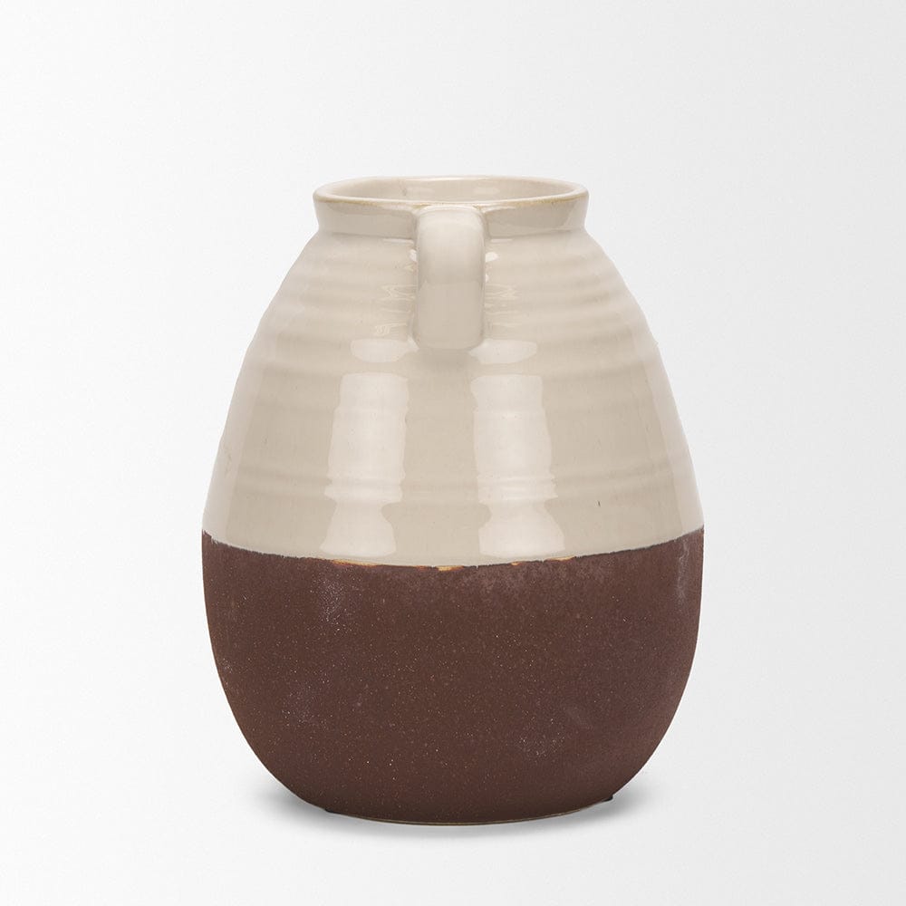 Mercana - Tryna Small Beige w/ Matte Brown Ceramic Vase - 70993 view 3