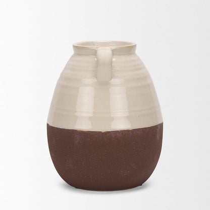 Mercana - Tryna Small Beige w/ Matte Brown Ceramic Vase - 70993 view 3