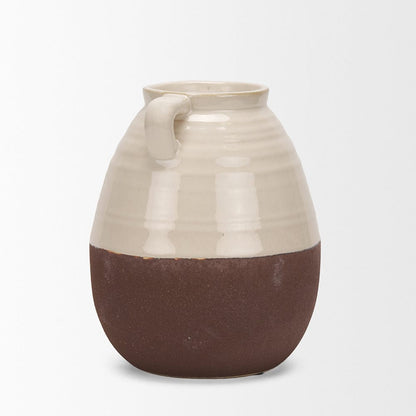 Mercana - Tryna Small Beige w/ Matte Brown Ceramic Vase - 70993 view 4