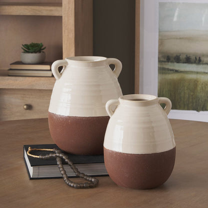 Mercana - Tryna Small Beige w/ Matte Brown Ceramic Vase - 70993 view 10