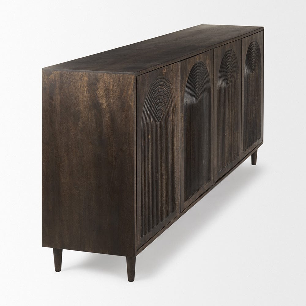 Mercana - Tucker Dark Brown w/ Carved Arch Pattern 4 Door Sideboard - 69955 view 5
