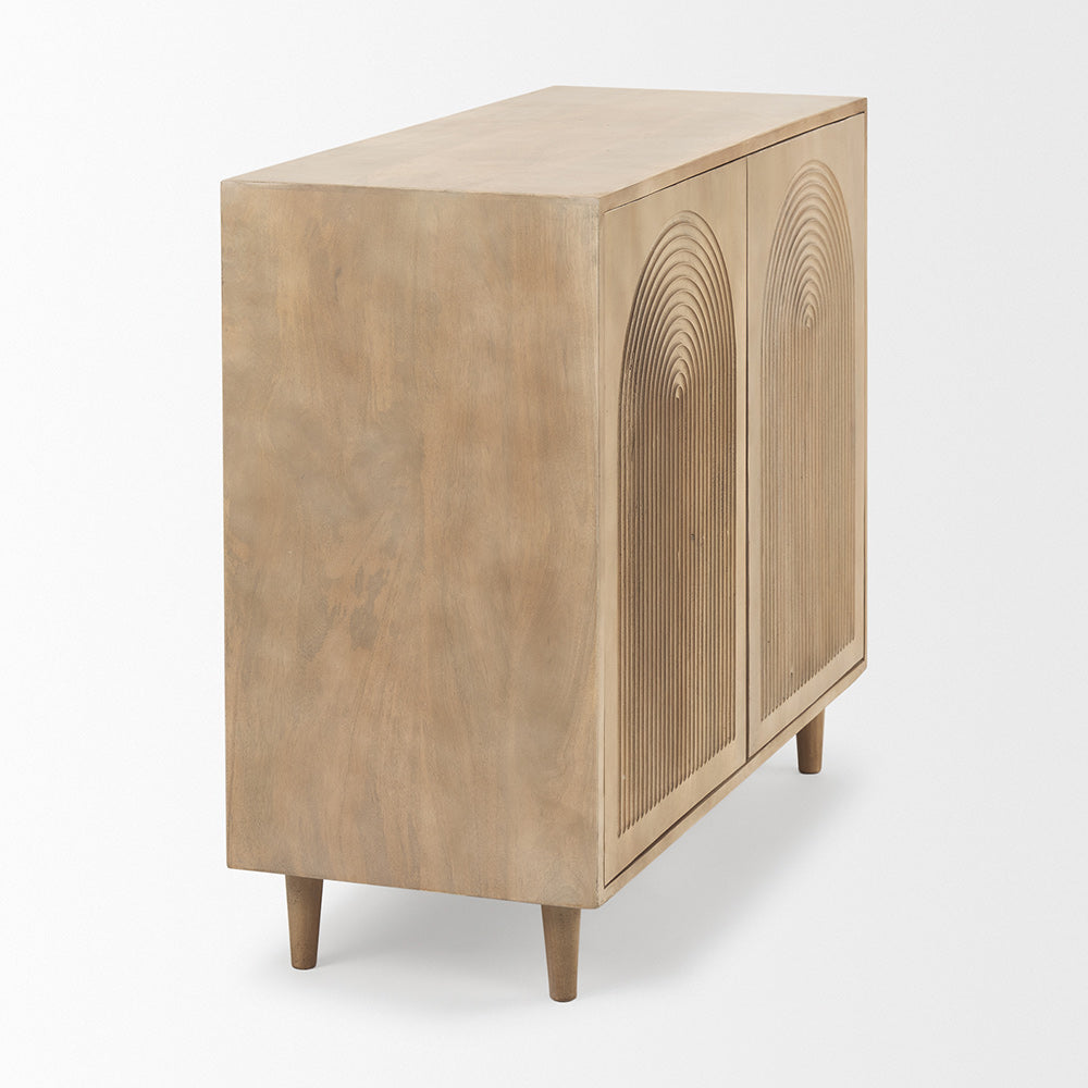 Mercana - Tucker Light Brown Wood w/ Carved Arch Pattern 2 Door Accent Cabinet - 69952 view 6