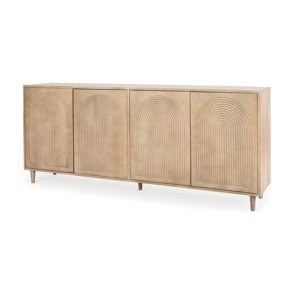 Mercana - Tucker Light Brown Wood w/ Carved Arch Pattern 4 Door Sideboard - 69954 view 1